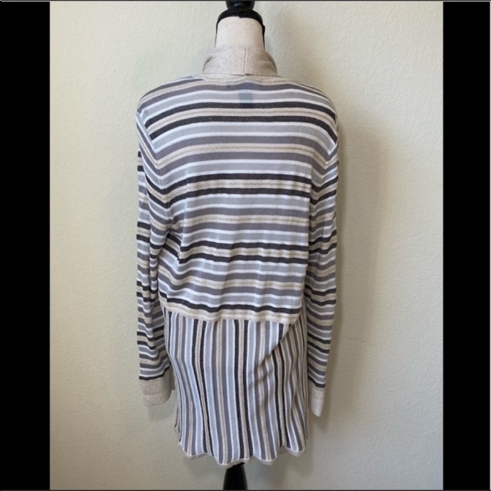 White House Black Market Sparkle Striped Cardigan Sweater Size XL - Picture 5 of 7